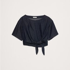 Banana Republic Denim Tie-Front Crop Top, Size XS